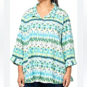 Ali Miles Linen Blend Tunic Top Size 2X, NWT